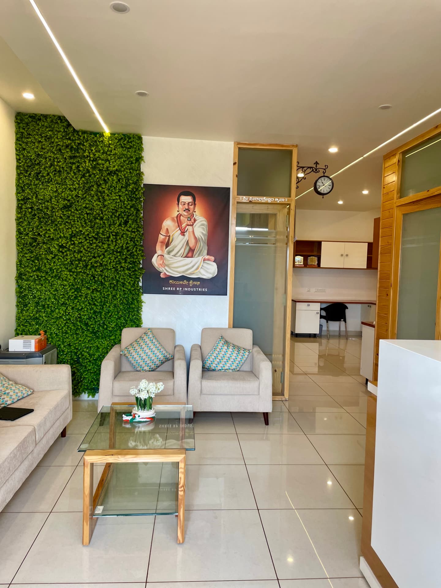 Mr. Pradeep's Office — Green feature wall