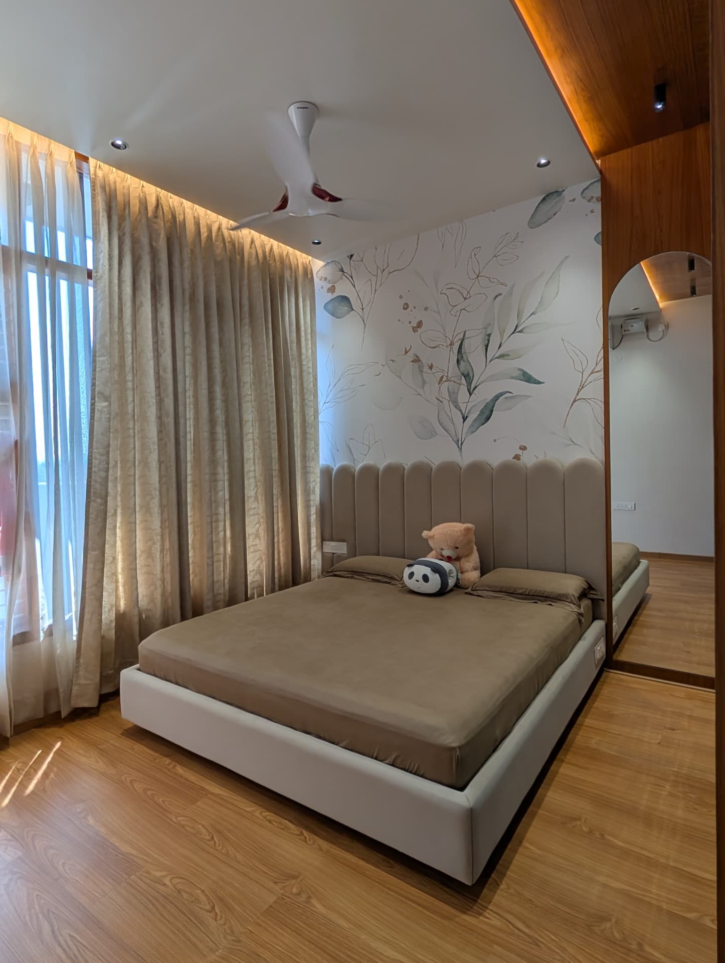Mr. Praveen's Residence — Bedroom with sheer light