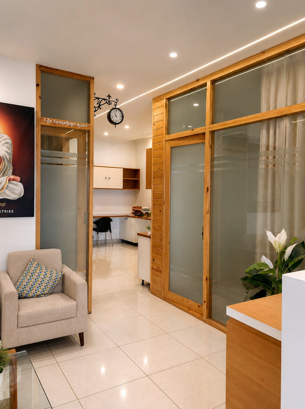 Mr. Pradeep's Office — Waiting area & glass partitions